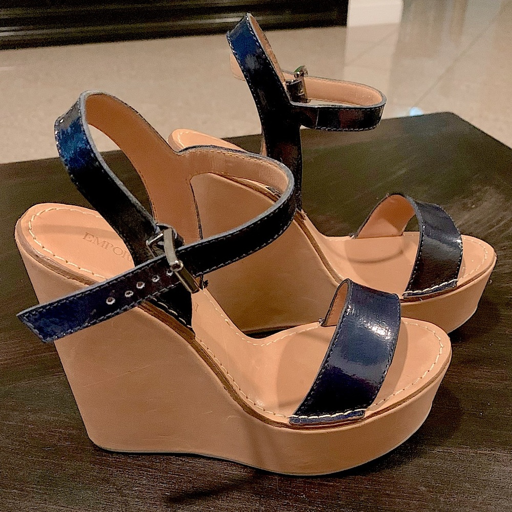 Emporio Armani Platform Wedge Sandals Sz 37.5 or Sz 6.5 us